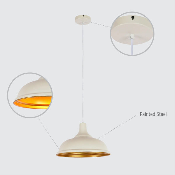 Modern Step Pendant Light - 38cm Metal Shade in Varied Hues