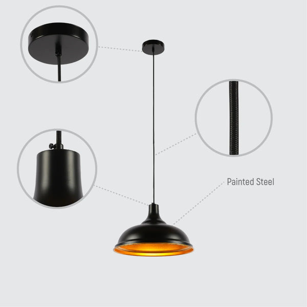 Modern Step Pendant Light - 38cm Metal Shade in Varied Hues