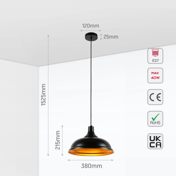 Modern Step Pendant Light - 38cm Metal Shade in Varied Hues