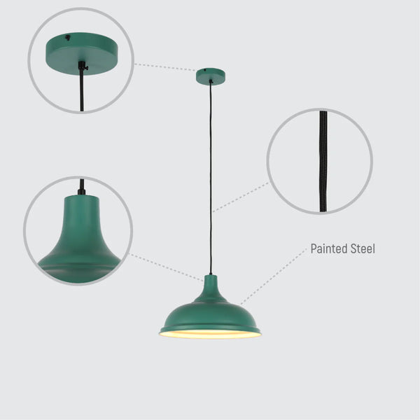 Modern Step Pendant Light - 38cm Metal Shade in Varied Hues