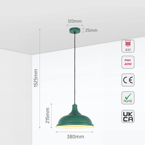 Modern Step Pendant Light - 38cm Metal Shade in Varied Hues
