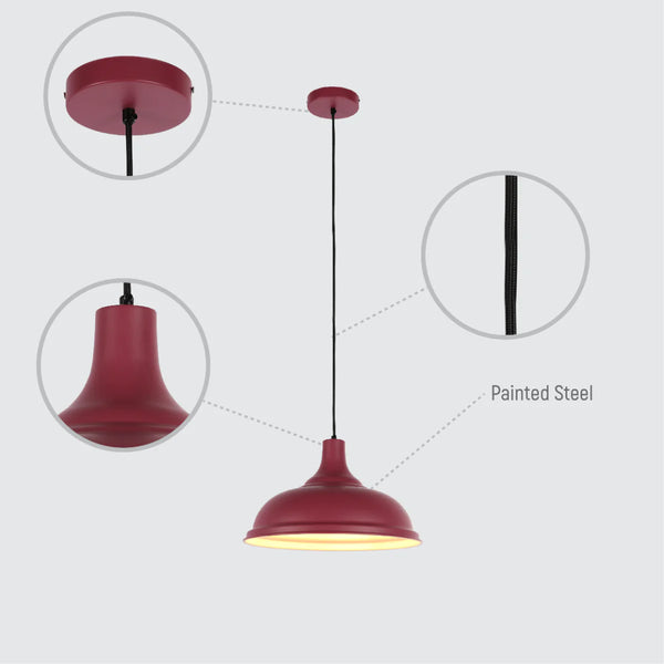 Modern Step Pendant Light - 38cm Metal Shade in Varied Hues