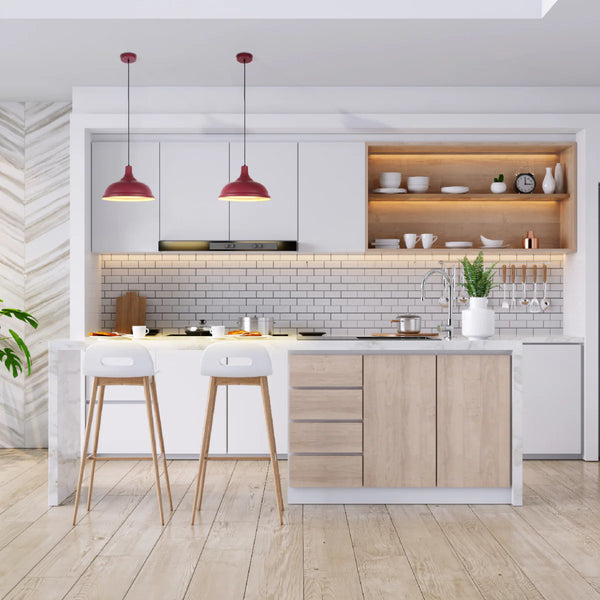 Modern Step Pendant Light - 38cm Metal Shade in Varied Hues