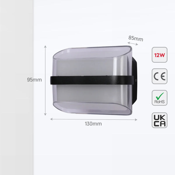 Modern Triple-source Up Down Decorative Band LED Wall Light Black 4000K 12W