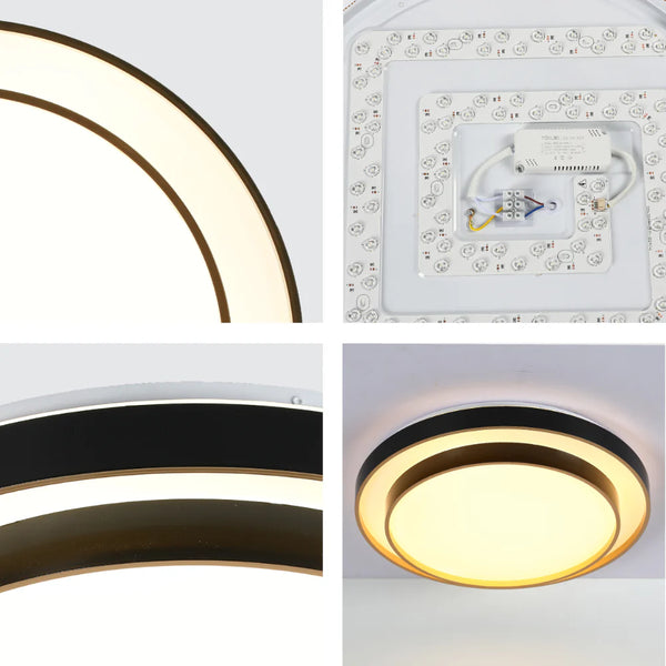 Modern Two-Layer LED Flush Mount Ceiling Light with Remote Control
