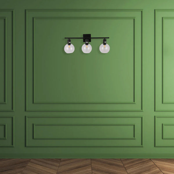 Modern-Vintage Wall Light with Clear Globes