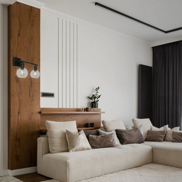 Modern-Vintage Wall Light with Clear Globes