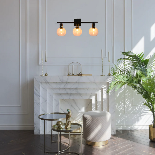 Modern-Vintage Wall Light with Clear Globes