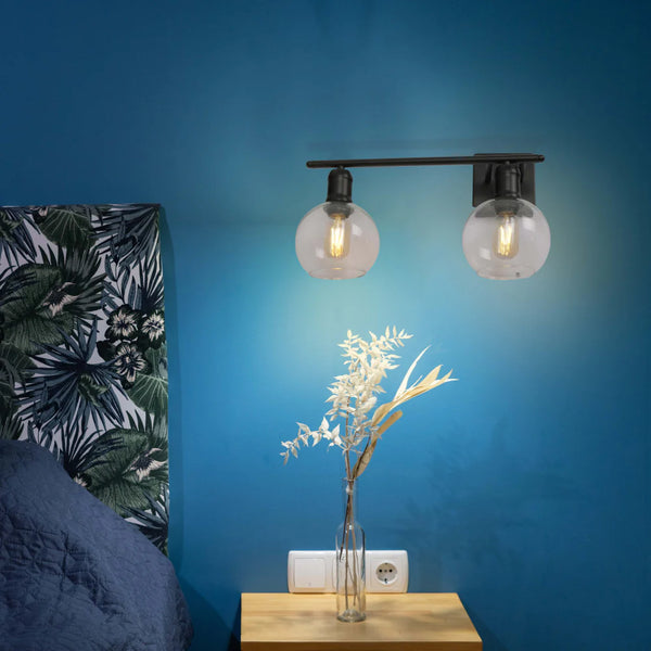 Modern-Vintage Wall Light with Clear Globes