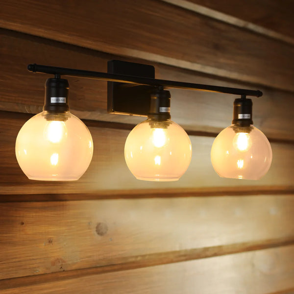 Modern-Vintage Wall Light with Clear Globes