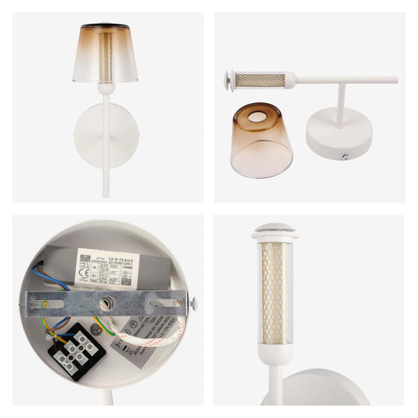 Modern Glass Wall Light – Integrated LED, 300mm Width, Ombre or Clear Shade