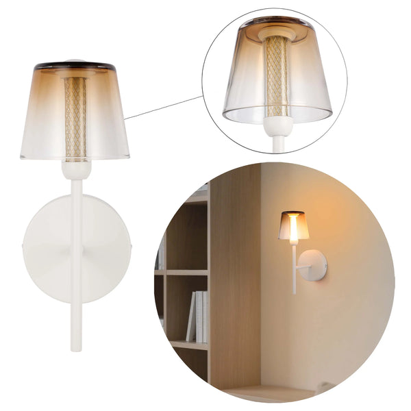 Modern Glass Wall Light – Integrated LED, 300mm Width, Ombre or Clear Shade