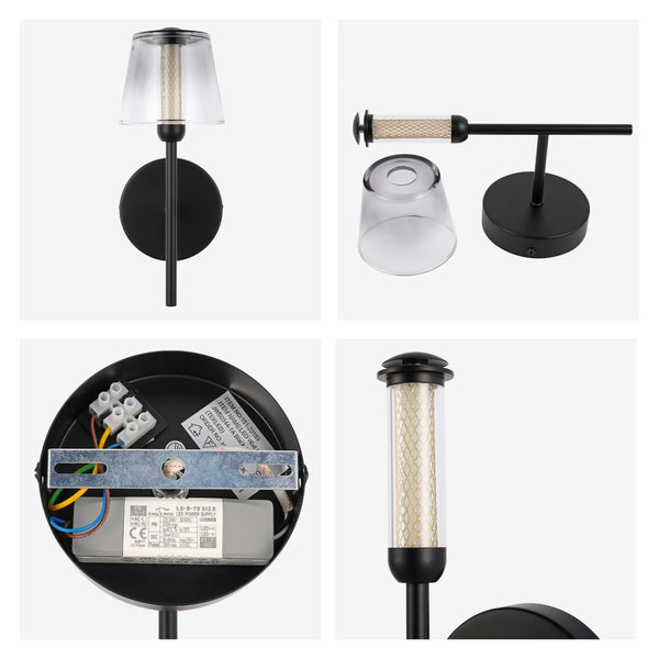 Modern Glass Wall Light – Integrated LED, 300mm Width, Ombre or Clear Shade