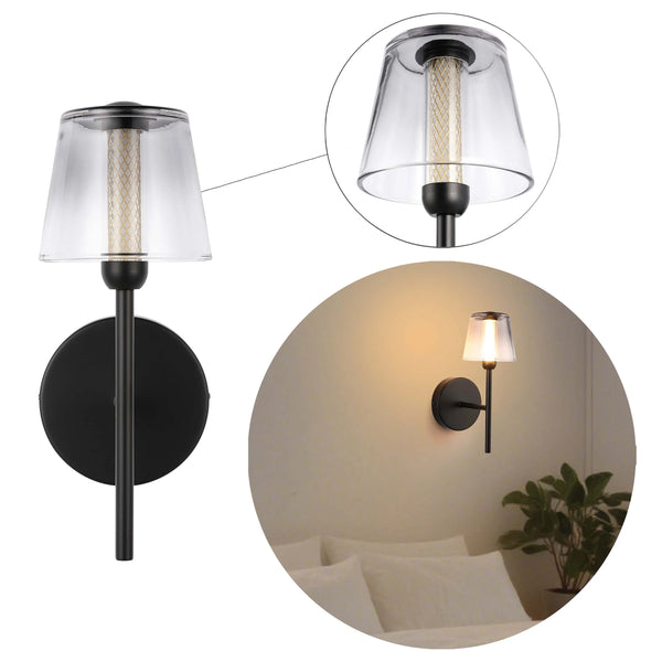 Modern Glass Wall Light – Integrated LED, 300mm Width, Ombre or Clear Shade