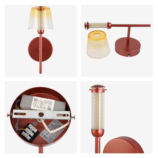 Modern Glass Wall Light – Integrated LED, 300mm Width, Ombre or Clear Shade