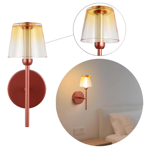 Modern Glass Wall Light – Integrated LED, 300mm Width, Ombre or Clear Shade