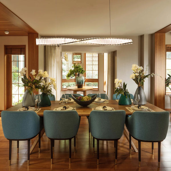 Modern Wave Chandelier with Crystal Accents and Antique Brass Finish