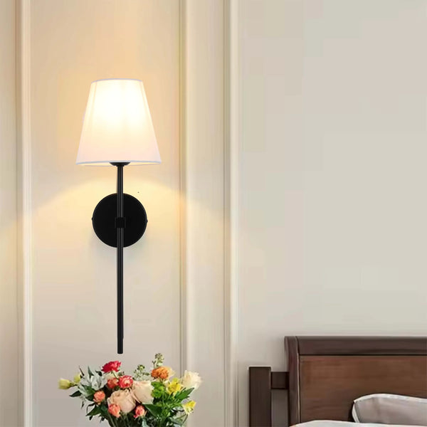 Modern Wall Light with White Fabric Shade – E27 Fitting, 540mm Height, Dimmable