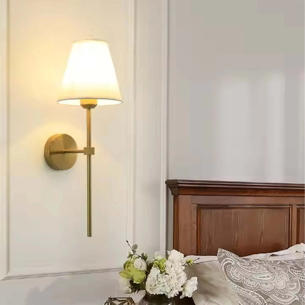 Modern Wall Light with White Fabric Shade – E27 Fitting, 540mm Height, Dimmable