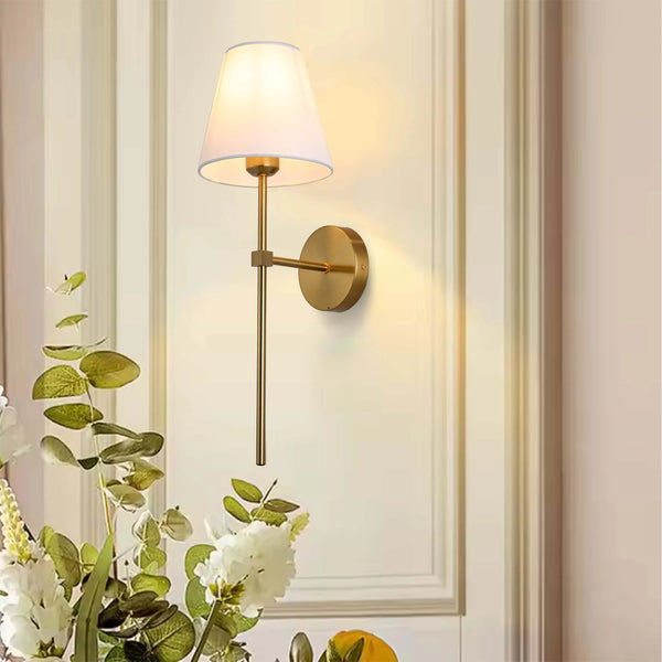 Modern Wall Light with White Fabric Shade – E27 Fitting, 540mm Height, Dimmable