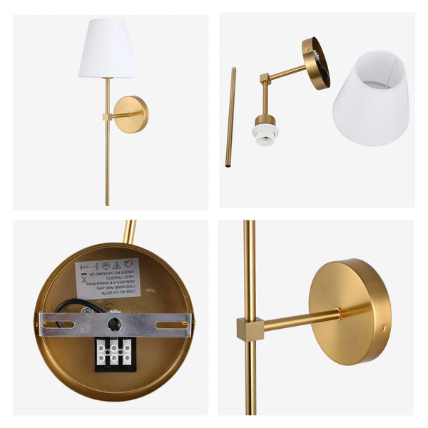 Modern Wall Light with White Fabric Shade – E27 Fitting, 540mm Height, Dimmable