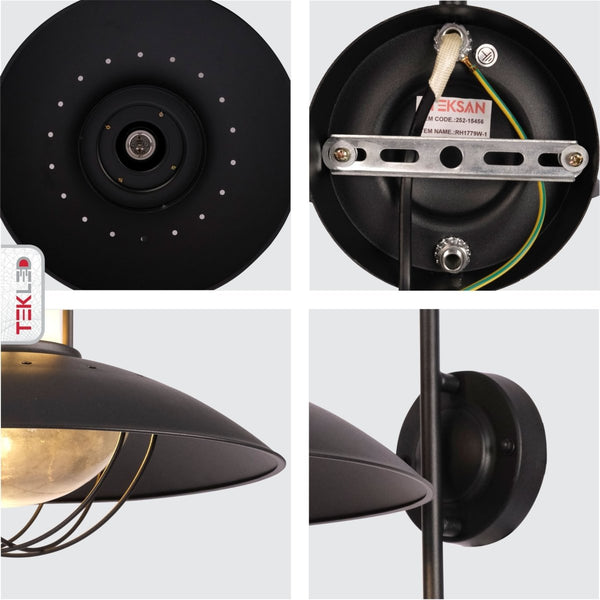 Sunflower Cottage Style Outdoor Wall Lamp Matt Black Clear Glass E27