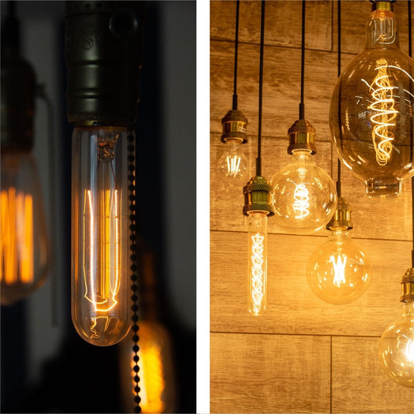 LED Dimmable Filament T45 T30 Tubular Bulb E27 Edison Screw 4W Pack of 4 Warm White