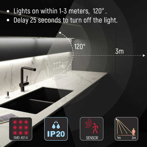TEKLED Motion Sensor LED Cabinet Light with Rechargeable Battery