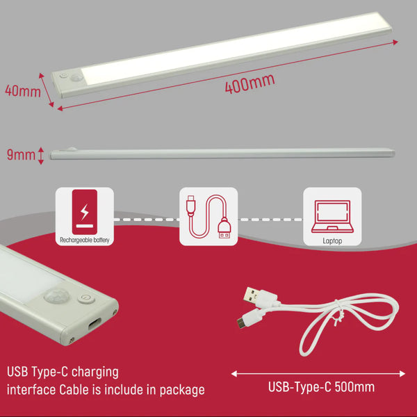 TEKLED Motion Sensor LED Cabinet Light with Rechargeable Battery