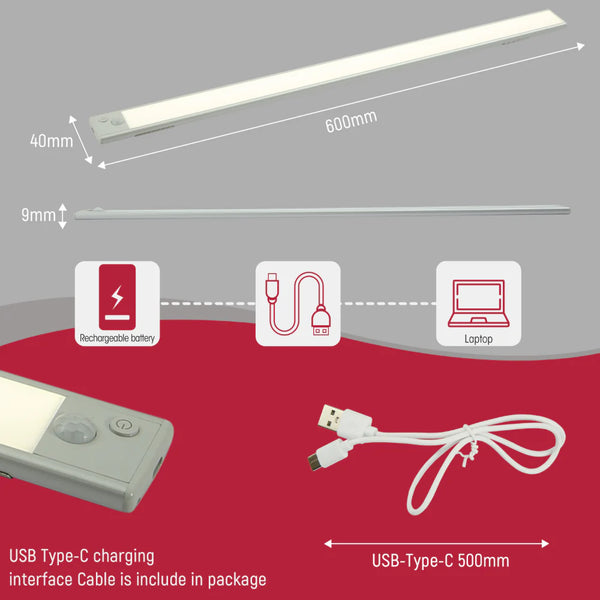 TEKLED Motion Sensor LED Cabinet Light with Rechargeable Battery