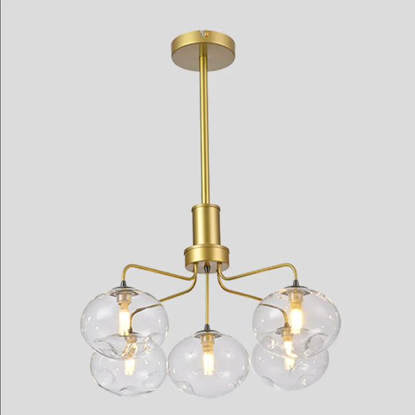 Multi-Arm Dimpled Globe Ceiling Light Elegant Gold