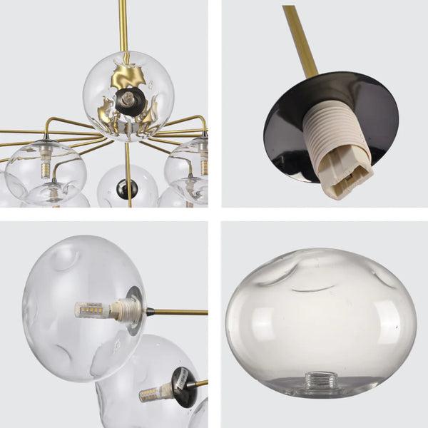 Multi-Arm Dimpled Globe Ceiling Light Elegant Gold