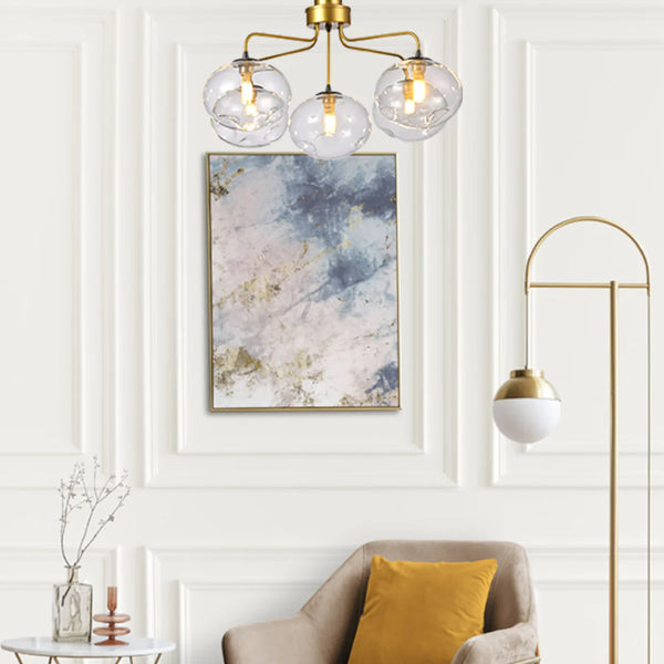 Multi-Arm Dimpled Globe Ceiling Light Elegant Gold