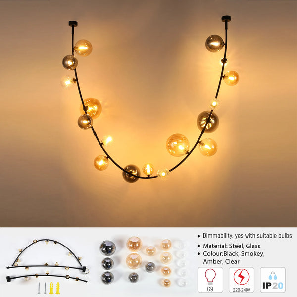 Dimmable Multi-Glass Globe Branch Pendant Light G9