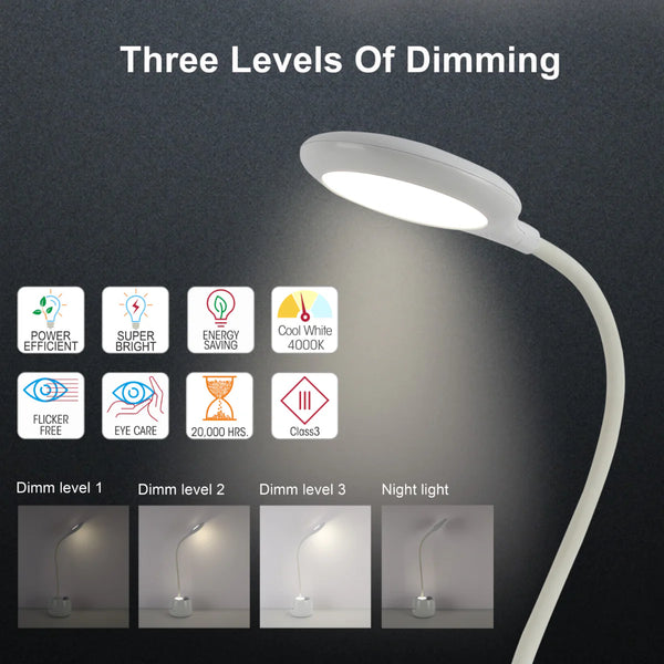 Multifunctional Rechargeable LED Ring Desk Lamp with Pencil Holder