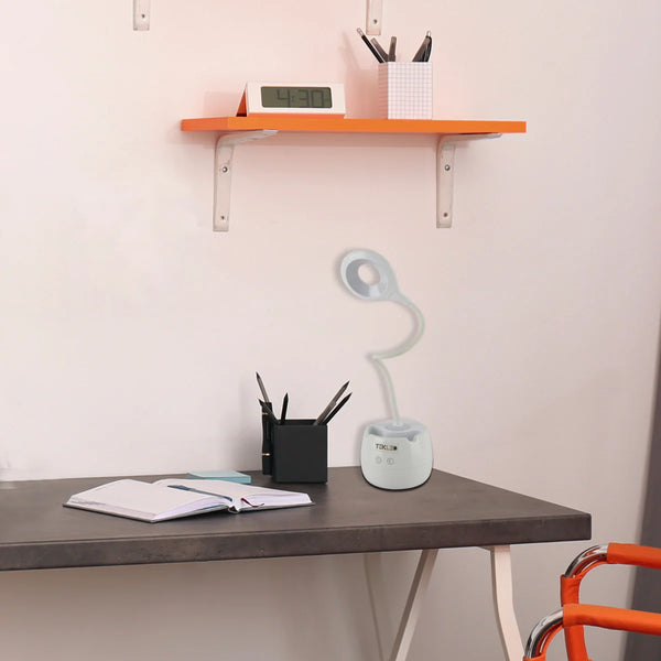 Multifunctional Rechargeable LED Ring Desk Lamp with Pencil Holder