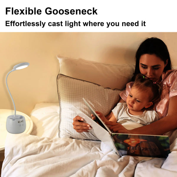 Multifunctional Rechargeable LED Ring Desk Lamp with Pencil Holder