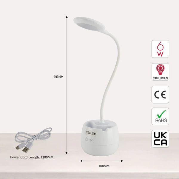 Multifunctional Rechargeable LED Ring Desk Lamp with Pencil Holder