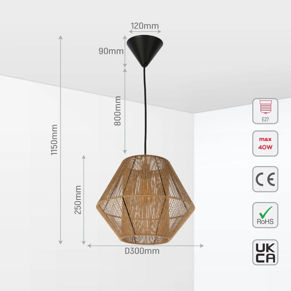 Natural Jute Light Shade Pendant Ceiling Light