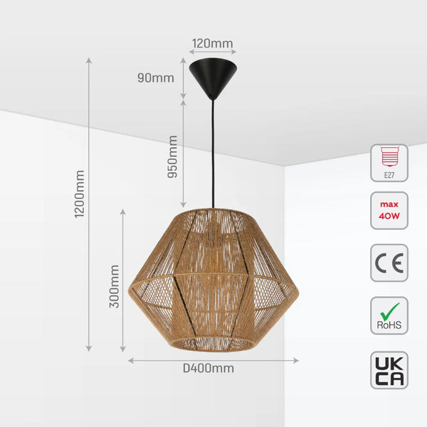 Natural Jute Light Shade Pendant Ceiling Light