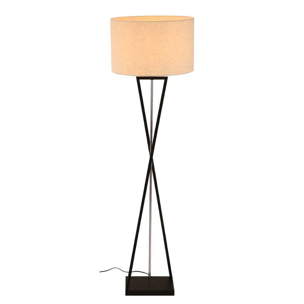 Nordic Art Deco Floor Lamp  Black Nickel Flaxen