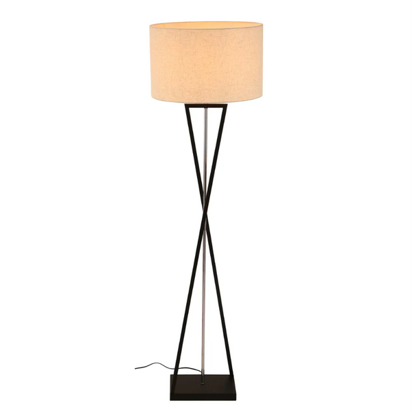 Nordic Art Deco Floor Lamp  Black Nickel Flaxen
