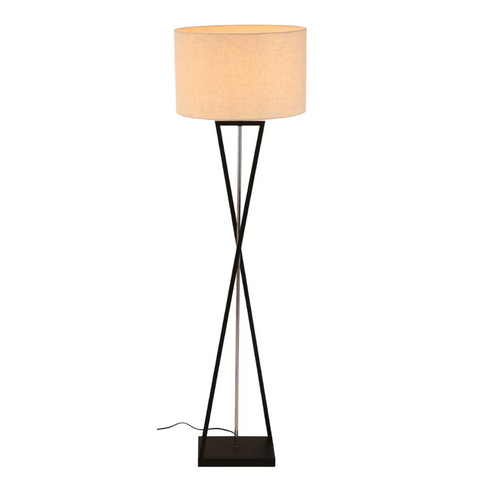 Nordic Art Deco Floor Lamp  Black Nickel Flaxen