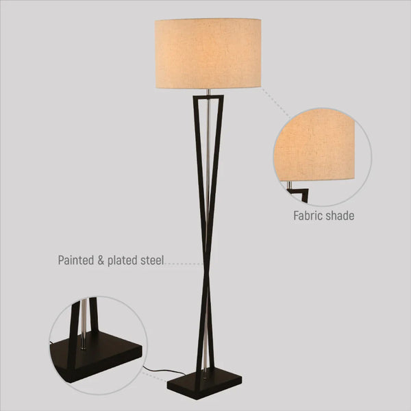 Nordic Art Deco Floor Lamp  Black Nickel Flaxen