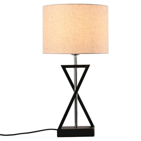 Nordic Art Deco Table Lamp  Black Nickel Flaxen