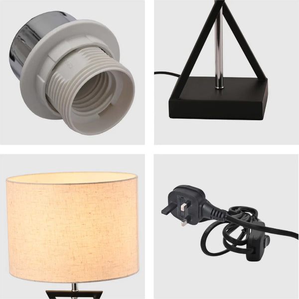 Nordic Art Deco Table Lamp  Black Nickel Flaxen