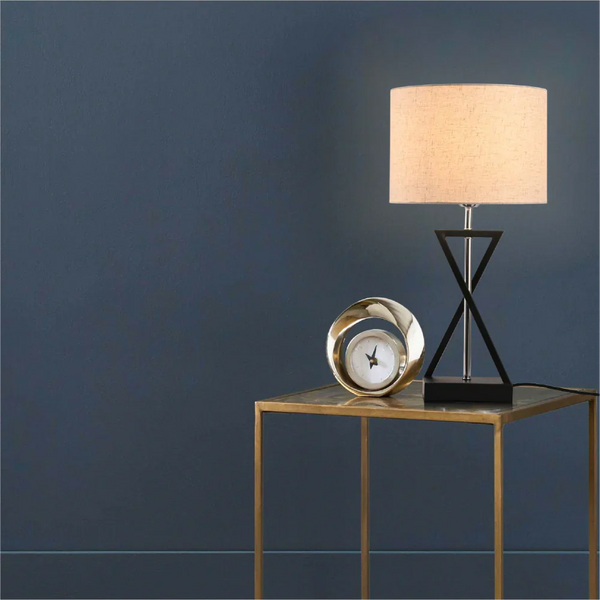 Nordic Art Deco Table Lamp  Black Nickel Flaxen