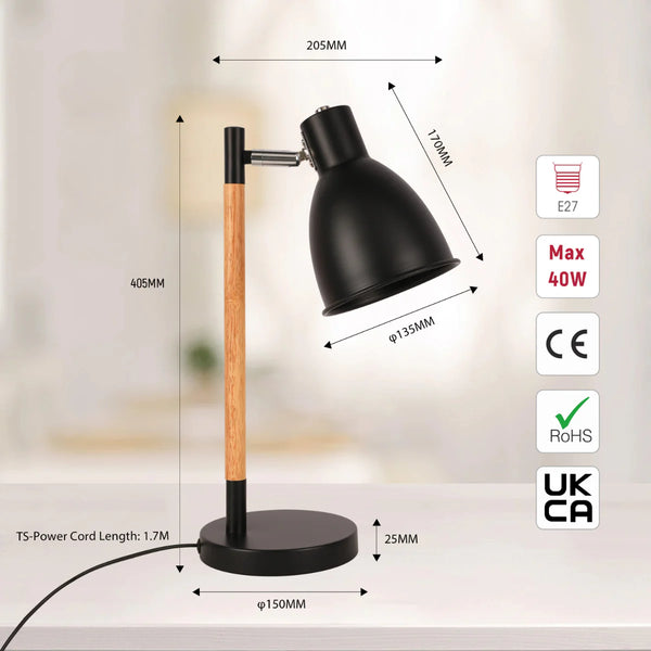 Nordic Elegance Desk Lamp with Dominant Wood Feature
