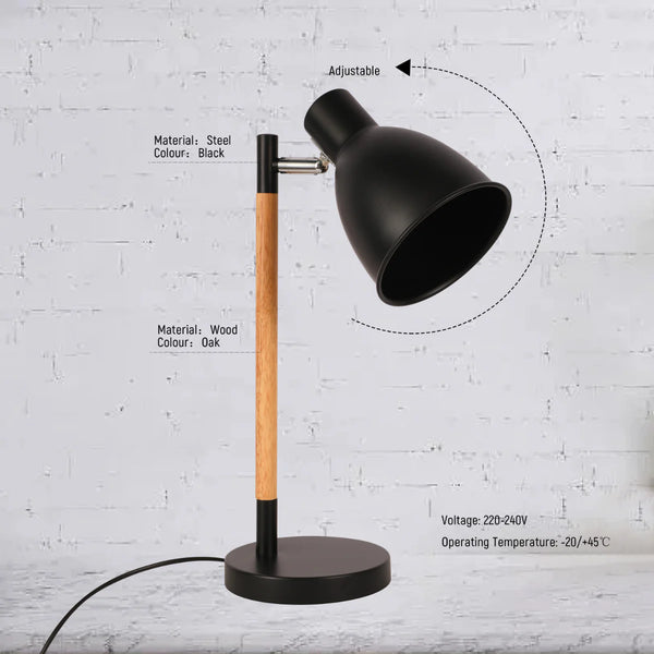 Nordic Elegance Desk Lamp with Dominant Wood Feature