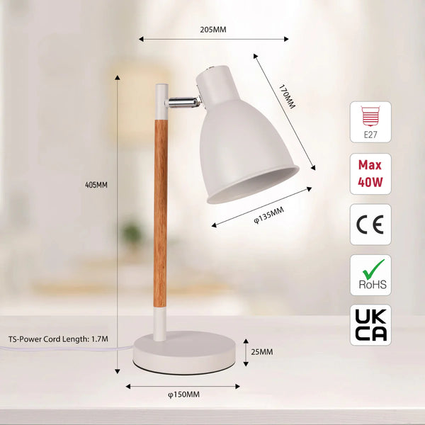 Nordic Elegance Desk Lamp with Dominant Wood Feature
